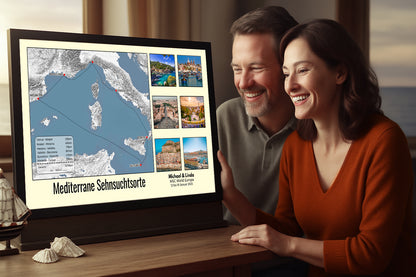 Wandposter MSC World Europa: Westliche Mittelmeerroute 2024 | Illustrierte Wandkarte 